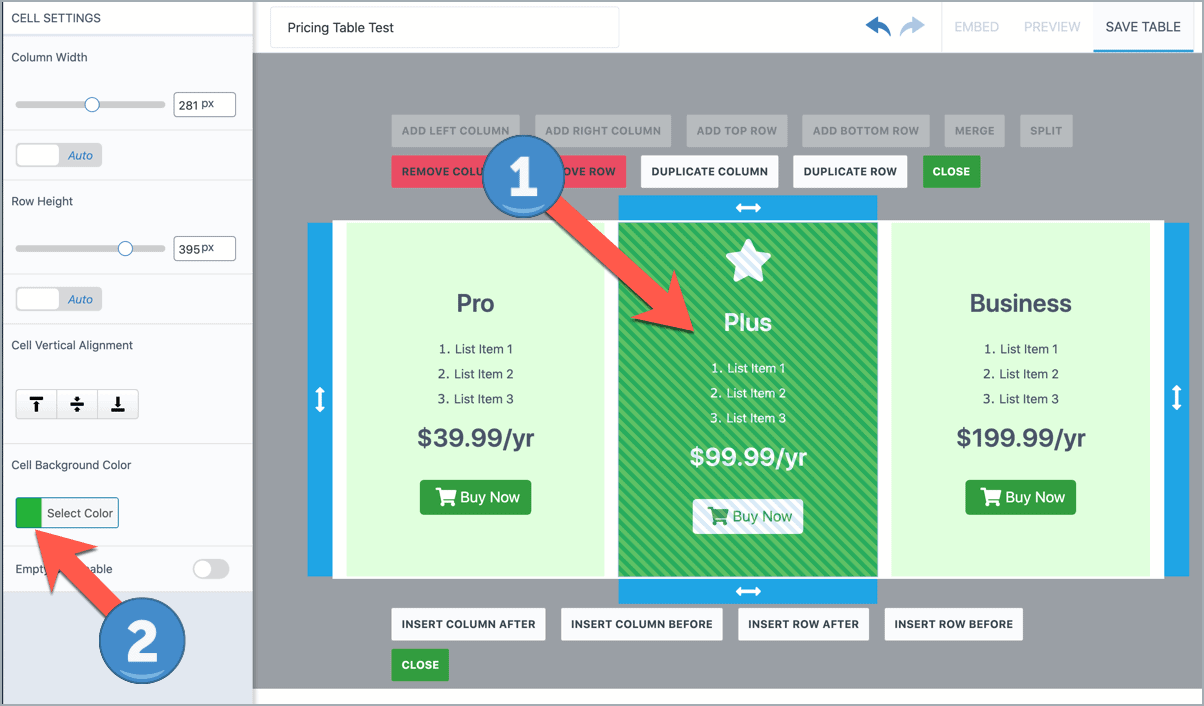 How To Change Single Cell Background Color WP Table Builder