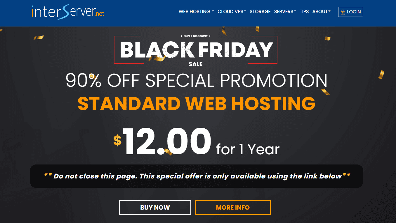 Interserver Black Friday Deal 2024 – $12.00 for 1 Year!