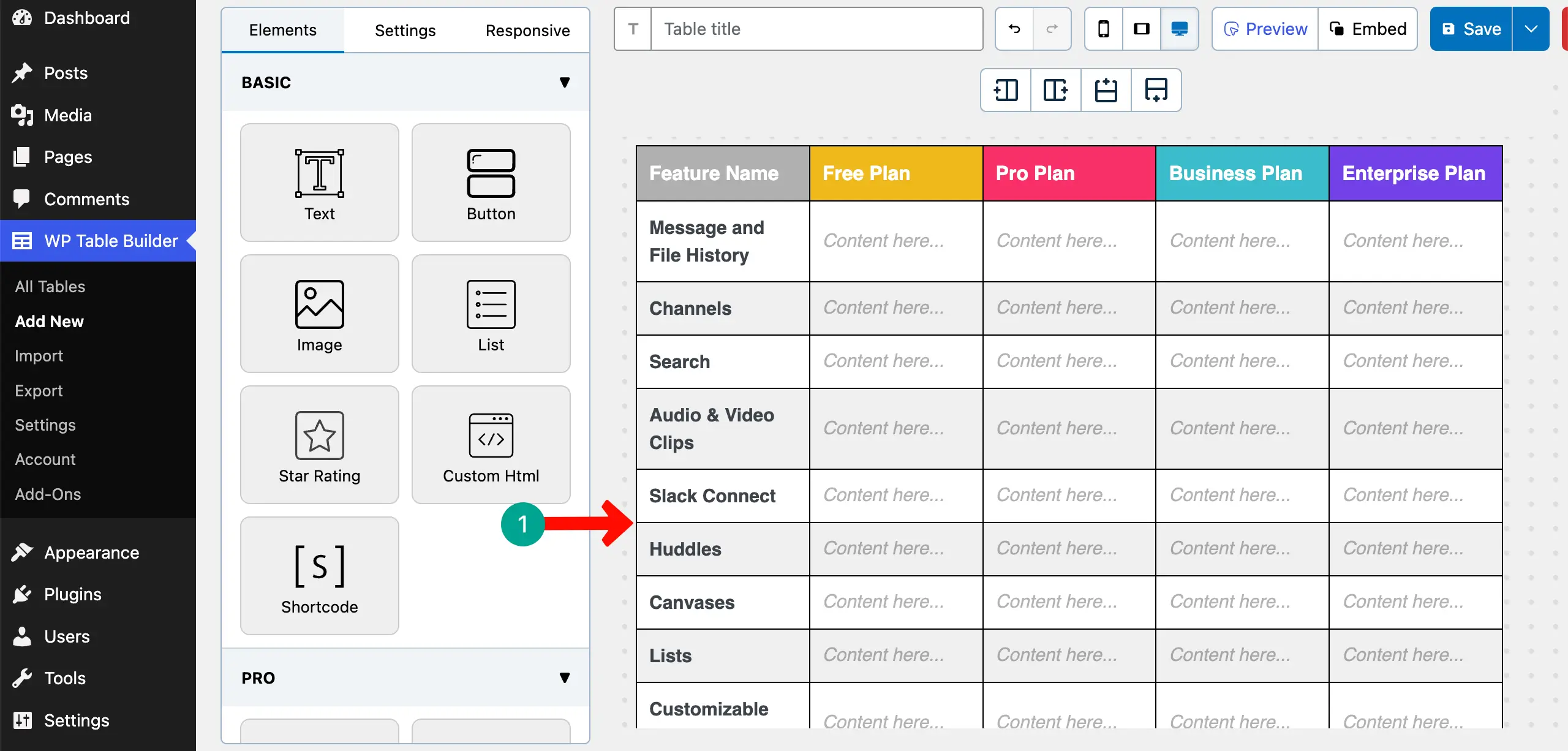Add Feature Names in the First Column
