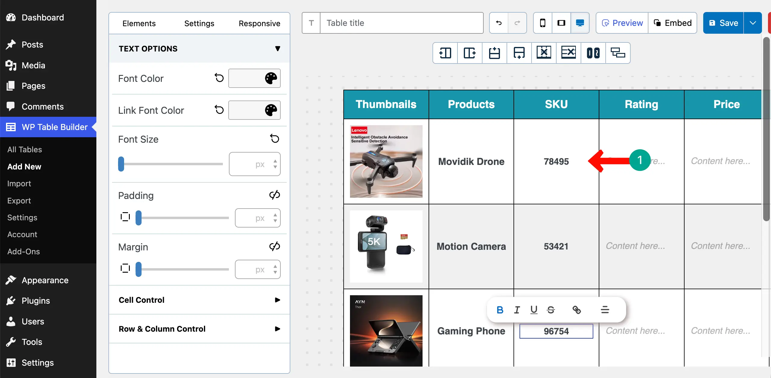Add SKU of the Products