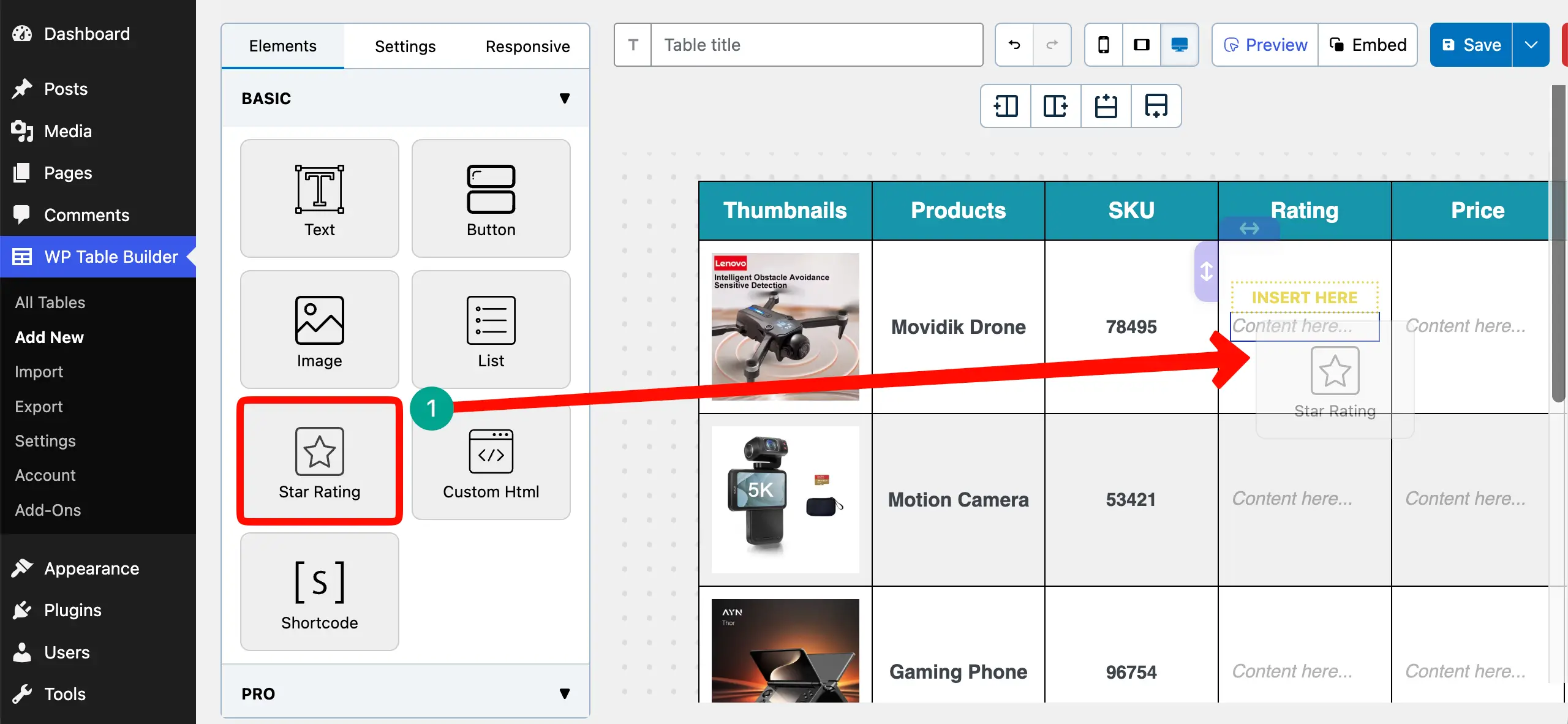 Add Star Rating to the WooCommerce product table