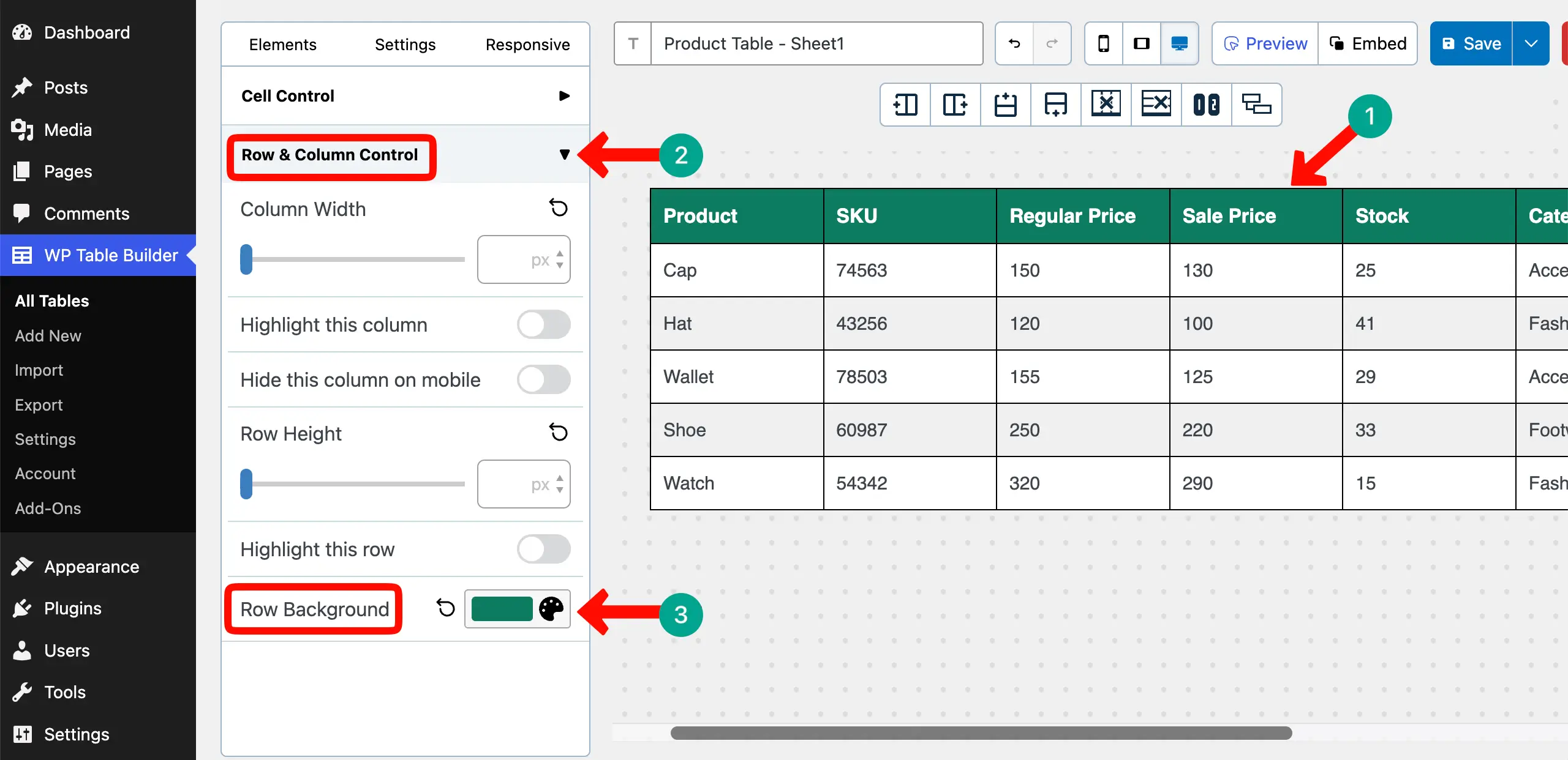 Add a Background Color to the Header Row