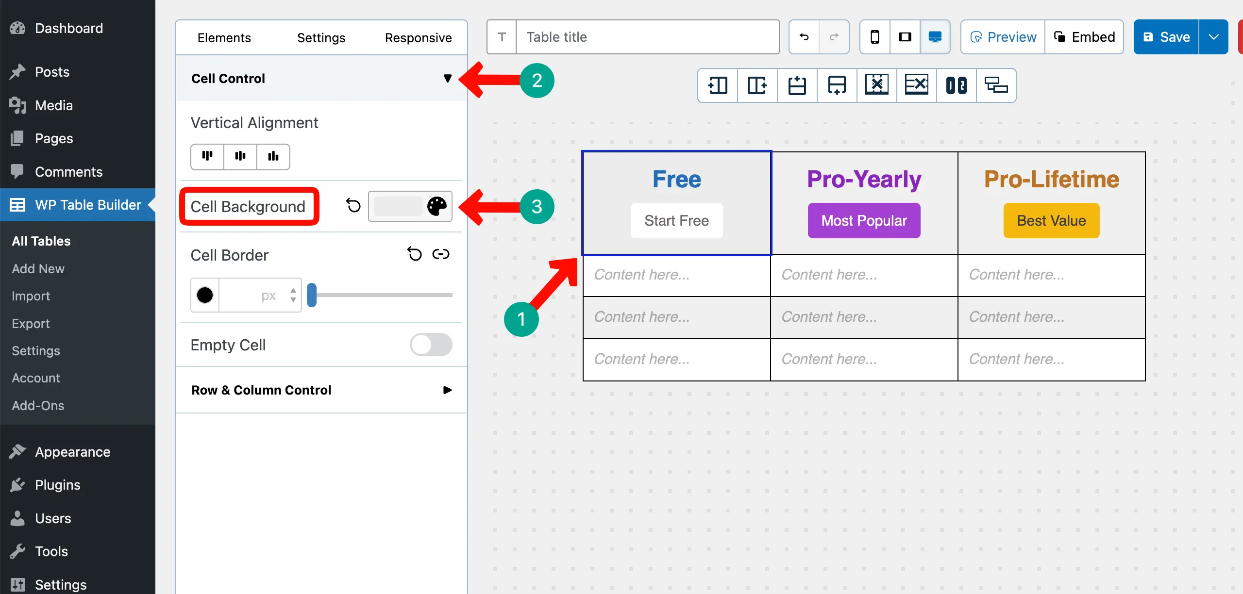Add a background color to the table cell