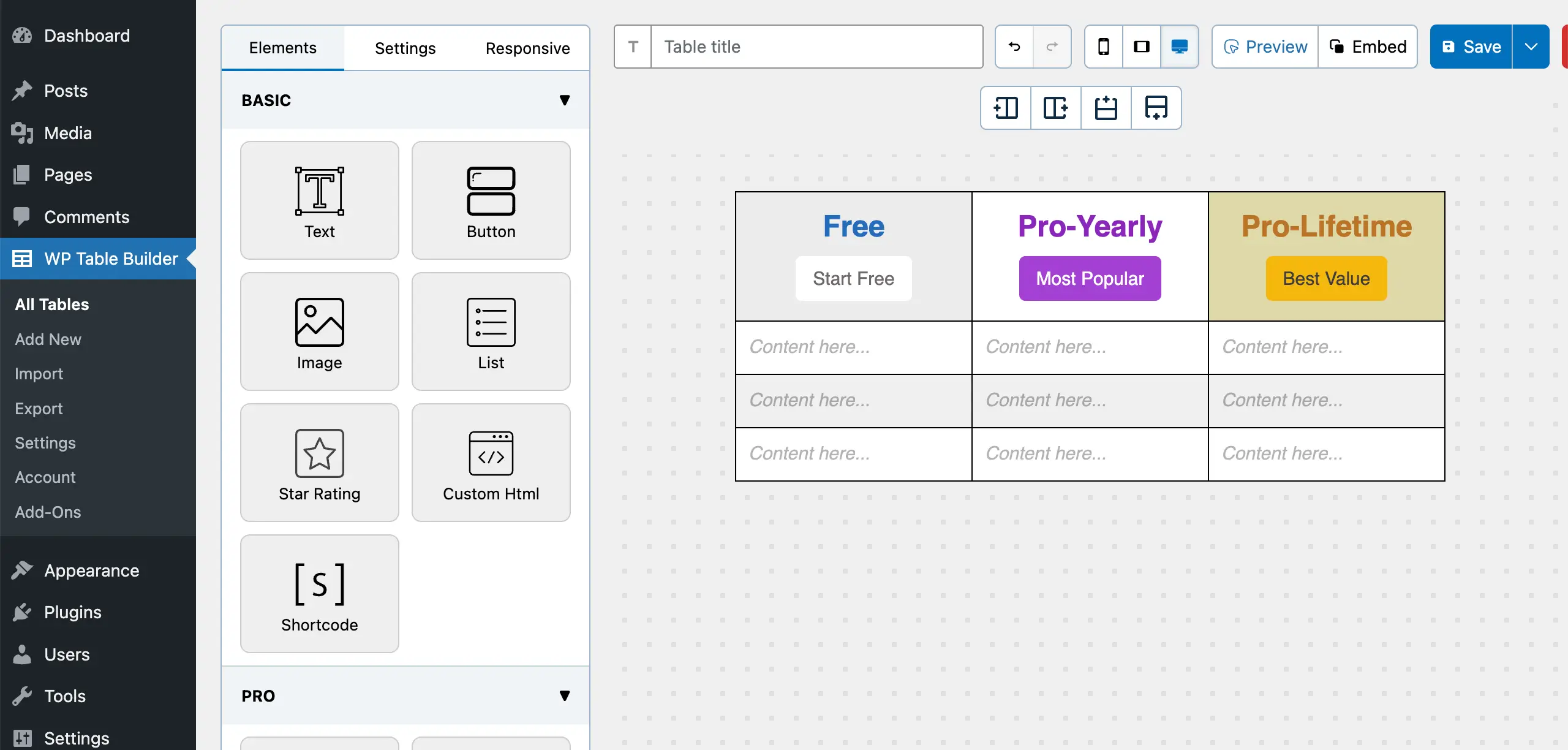 Add background colors to the table cells
