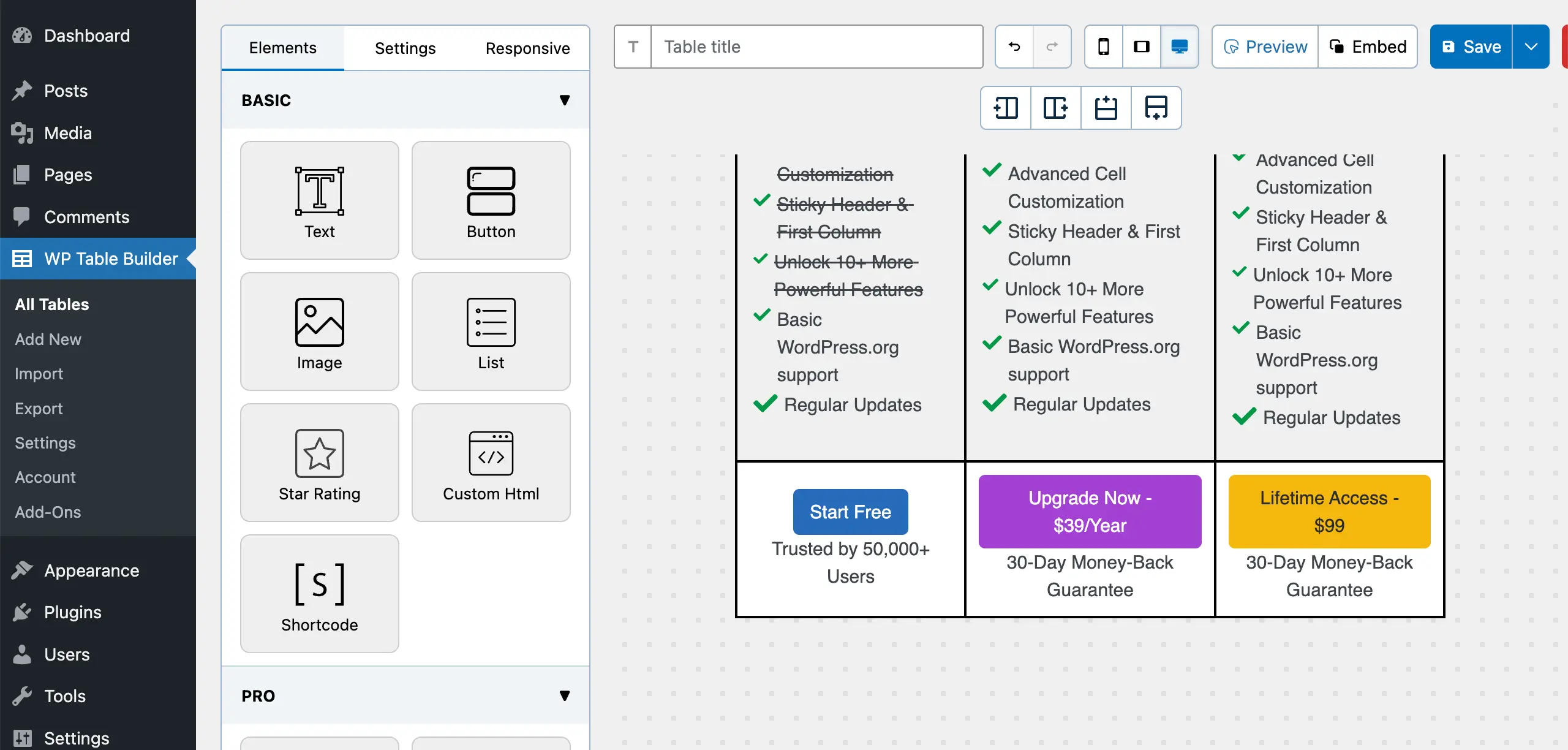 Add buttons and trust signals to all columns