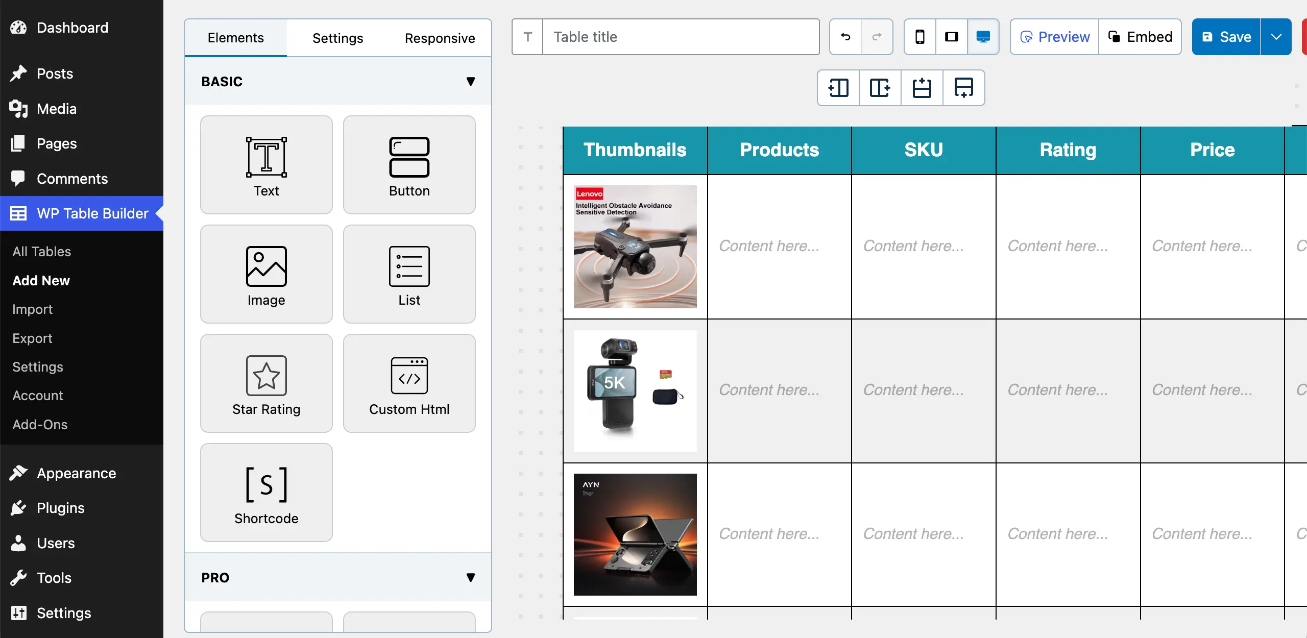 Add thumbnails to other cells