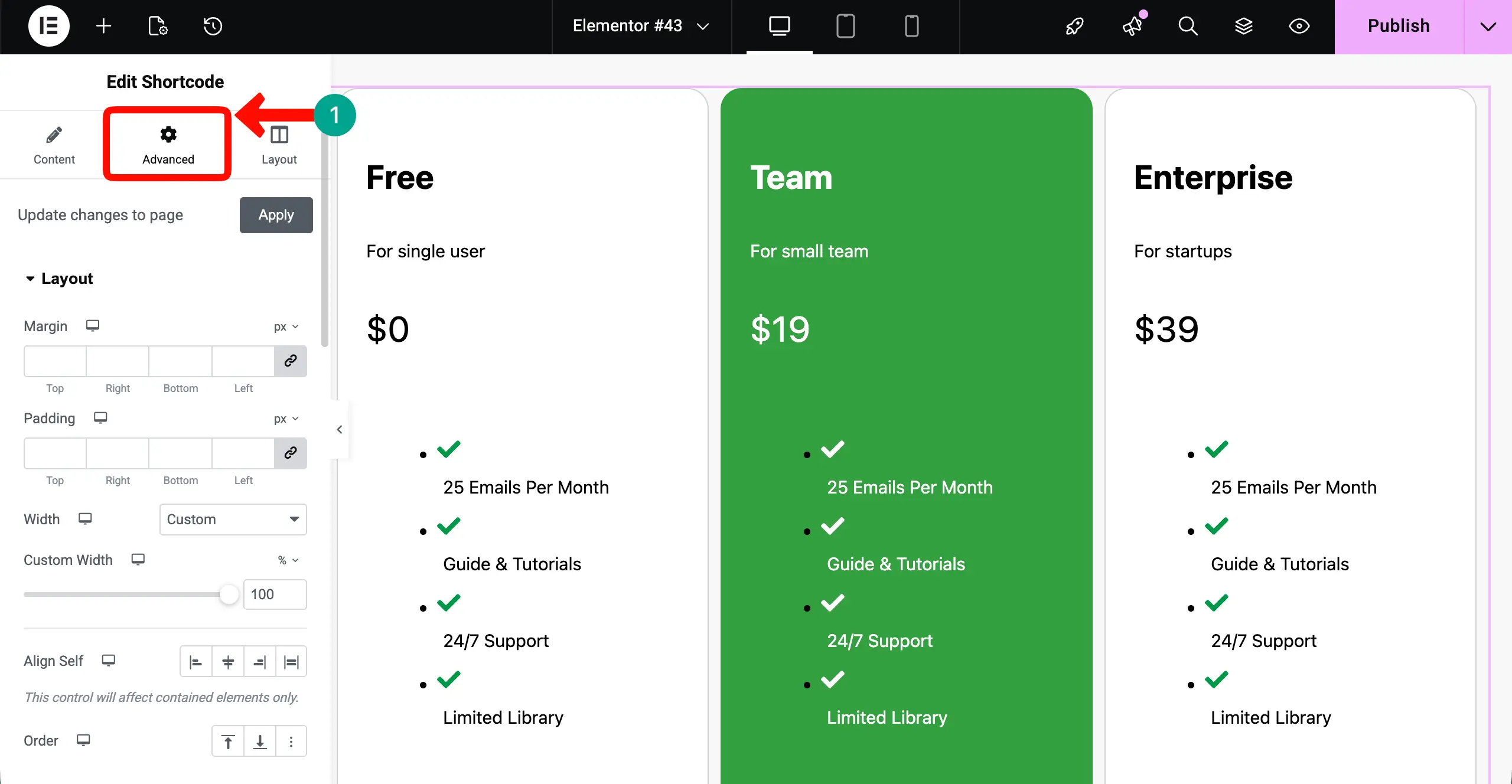 Adjust Layout Inside Elementor