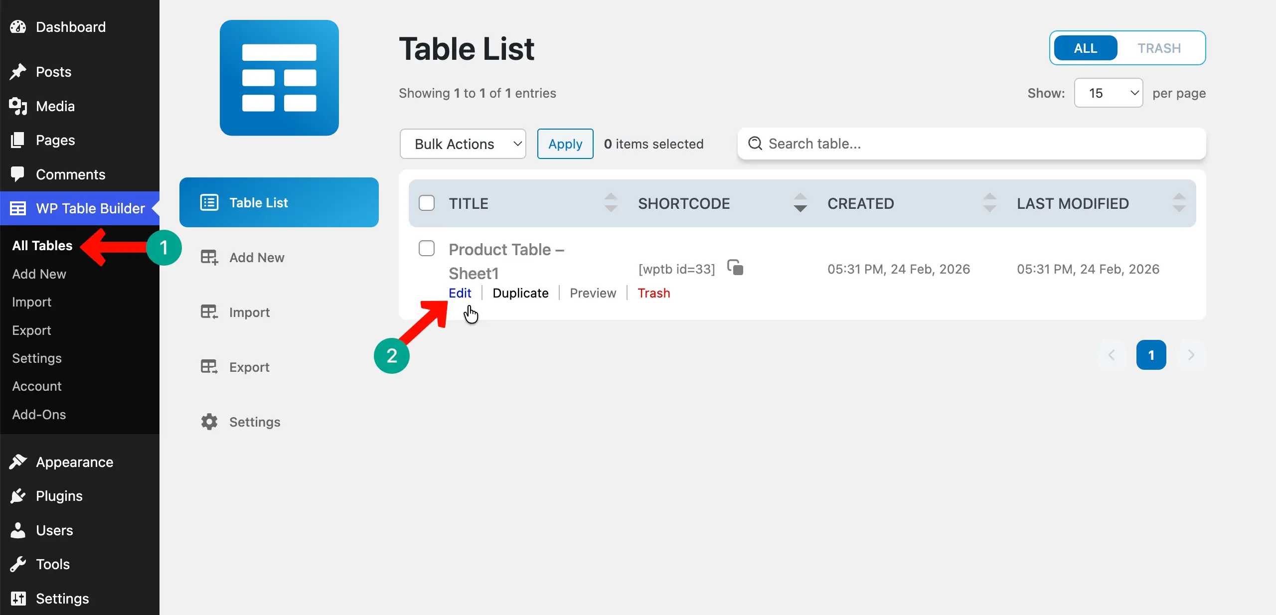 Come to the table and open it