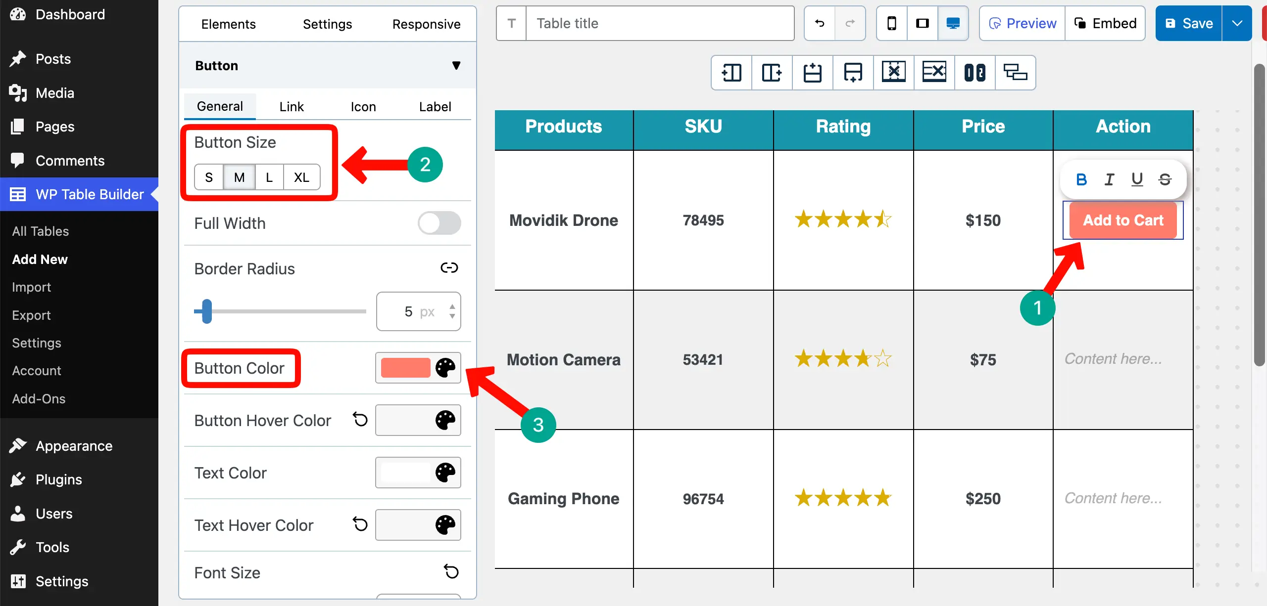 Customize the button