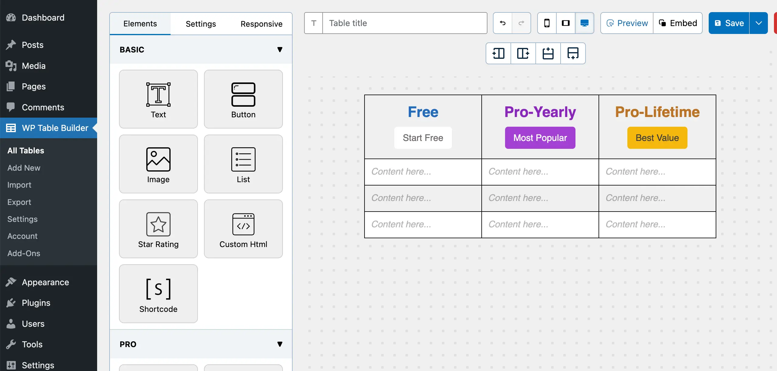 Labels are added to the columns