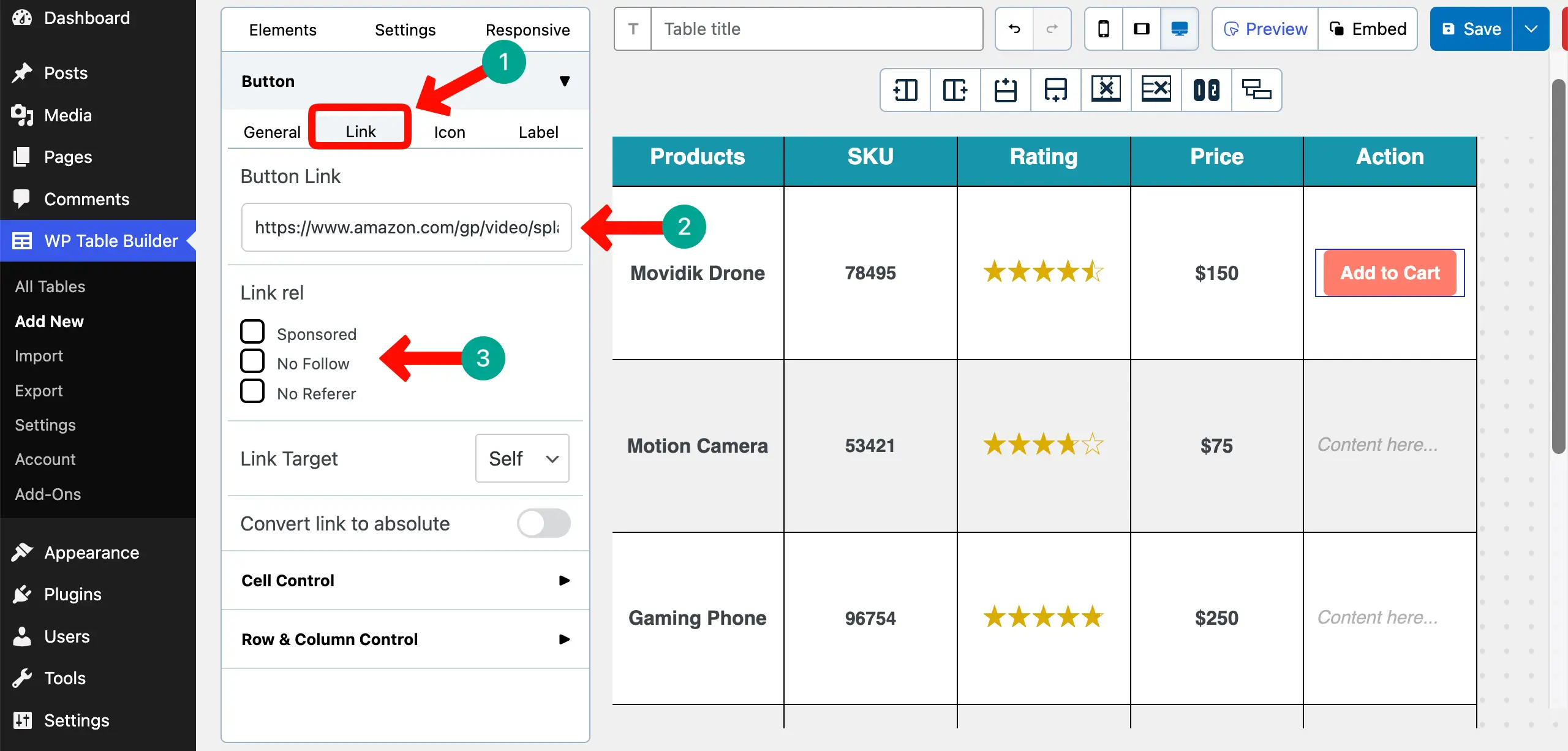 Link the button to a destination page