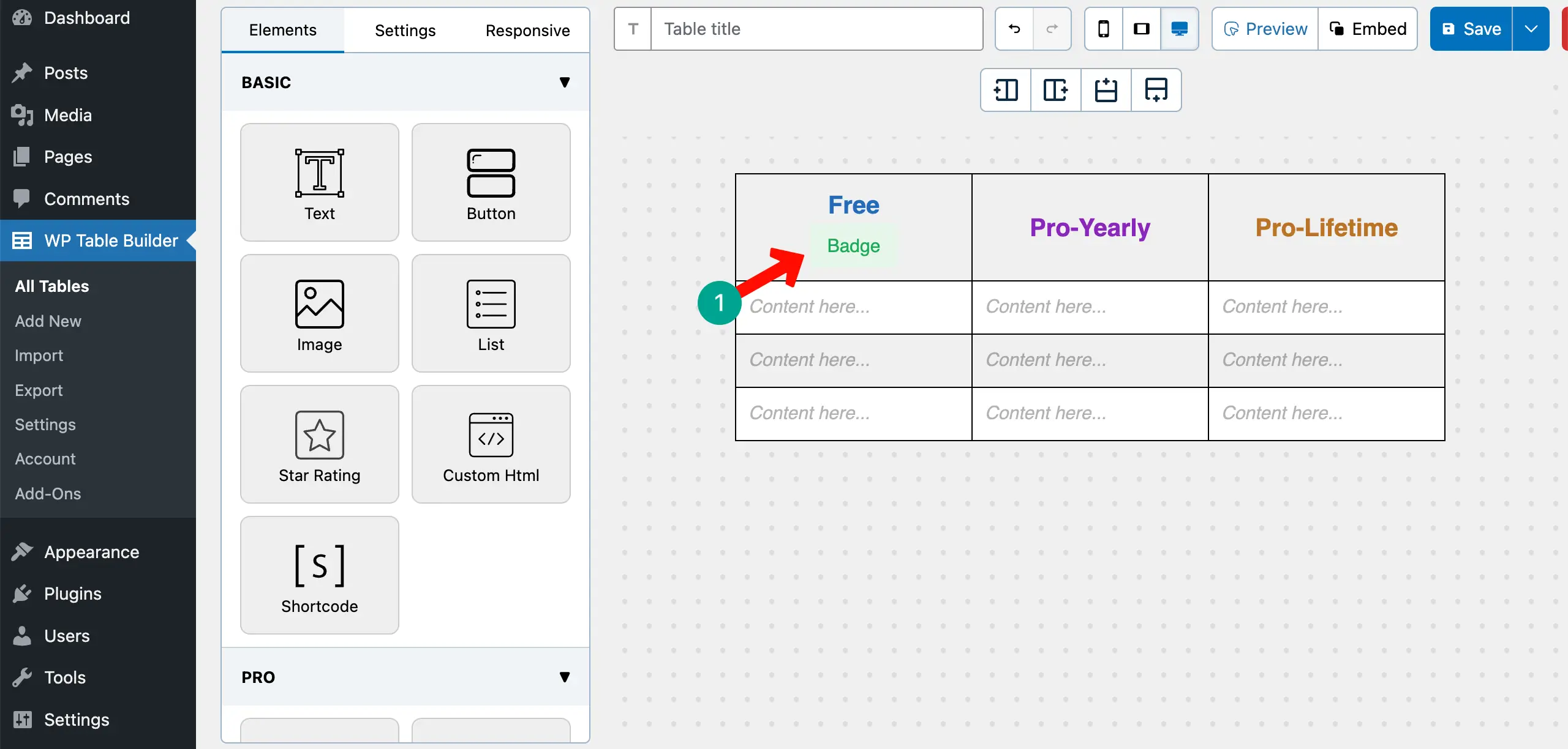 The Badge element appears