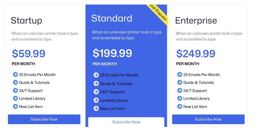 Pricing Table Style 2