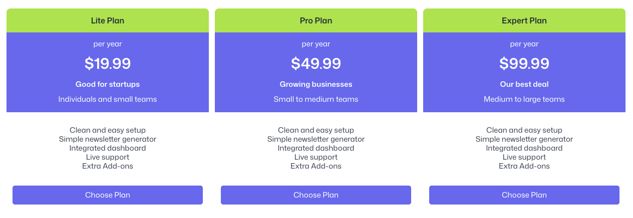 Pricing Table Style 5